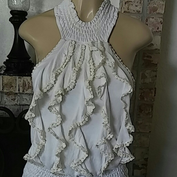 A'GACI ruffled/shirred halter top - Picture 2 of 8